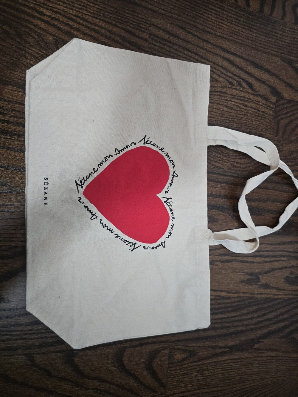 Sezane Limited Edition Canvas Red Heart Tote Bag